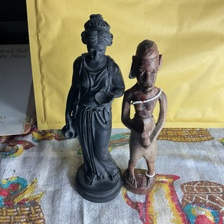 Vintage Hebe The Goddess of Youth Figurine and a Wooden Carved Statue
