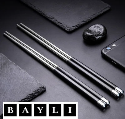 1 Paar Chinesische Essstäbchen Set Edelstahl Rostfrei Sushi Stäbchen Chopsticks - Bild 1 von 4