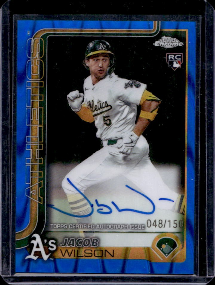 2025 Topps Chrome Jacob Wilson Rookie Auto RC Blue RayWave Refractor #48/150