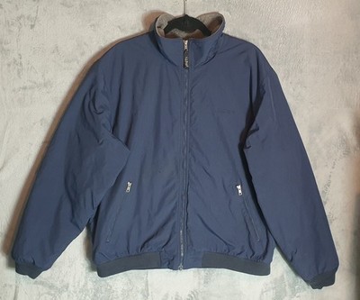 LL Bean Herren XL Drei Jahreszeiten Jacke Blau Fleece Gefüttert Nylon Bomber Zip Mantel