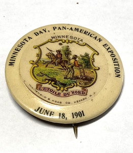 1901 Pan-American Expo Minnesota Day Celluloid Button Whitehead & Hoag Buffalo