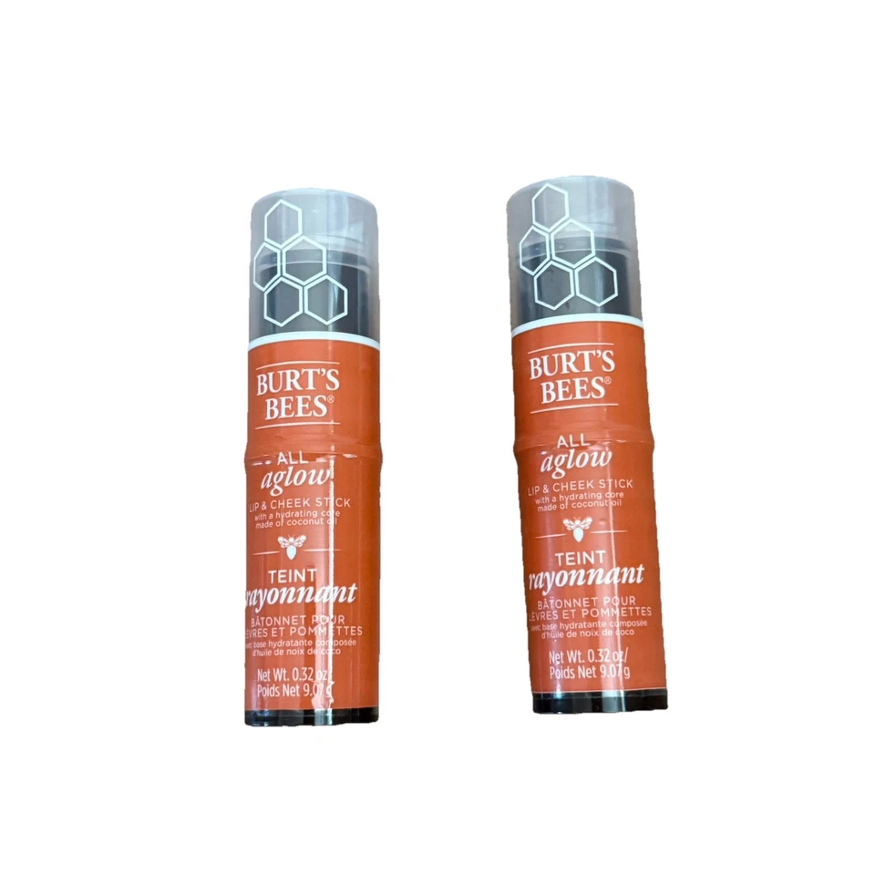 3 Pack Burt's Bees All Aglow Lip & Cheek Stick 1254 Peach Pond 0.32 oz Sealed - Image 2 of 4