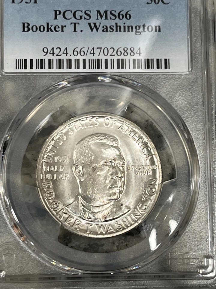 1951 Booker T. Washington BTW Commemorative Silver Half Dollar 50C PCGS MS 66 - Image 2 of 3