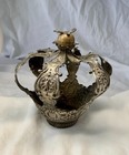 Antique Spanish Colonial Silver Santo Crown Rare Bird Orb 18th-19th Century — photo 2