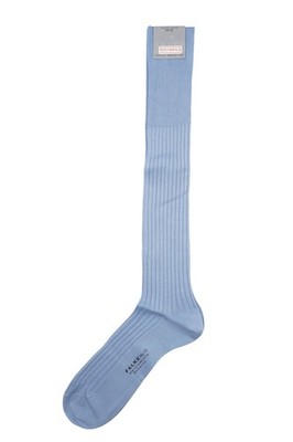 Falke No.13 Men Knee Socks Stockings 45 46 Blue Light Blue Sea Island New