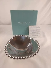 Mariposa Brillante Beaded Pearl Organic Edge Bowl For Nuts And Dips 7”