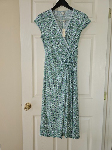 MAX STUDIO Womens Elegant Ruched Side Tie Midi Dress In Green Multi Floral Sz. S