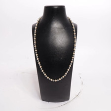 Vintage Christian Dior Chr. Dior Faux Pearl Necklace Grey Cream 64cm Signed