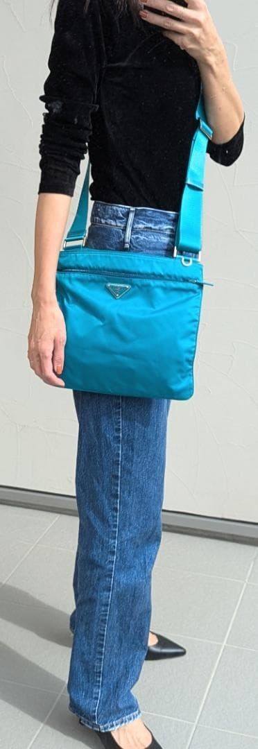 Prada No Gusset Shoulder BT175Z Turquoise Nylon Used  Condition thumbnail 3