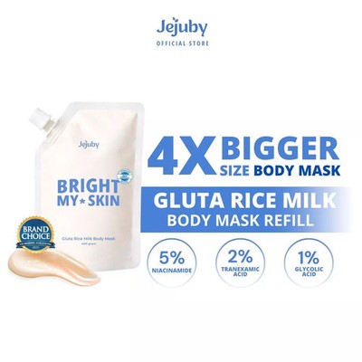 Gluta Rice Milk Body Mask Jumbo 400ml Whitening Hydrating Skin Care