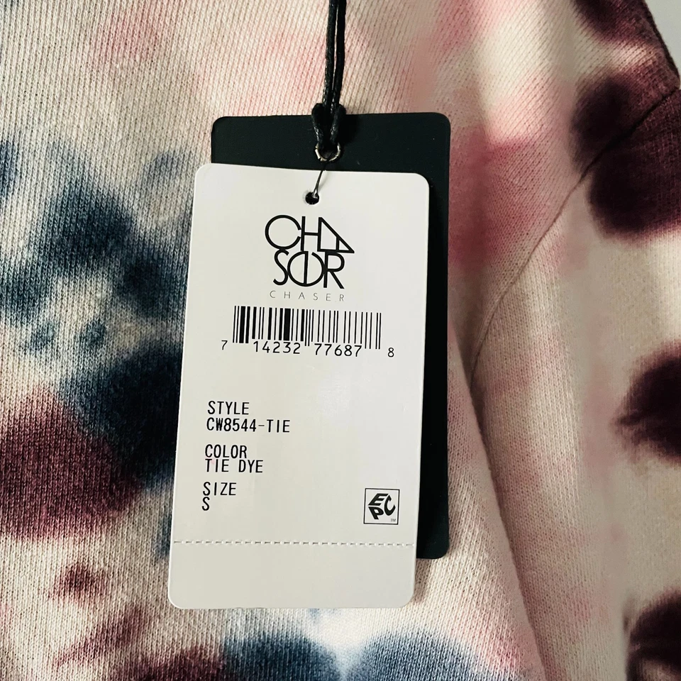 NUEVO CON ETIQUETAS Chaser Mujer Multicolor Distress Recorte Escote Tie Dye Sudadera Talla S Foto 4 de 4