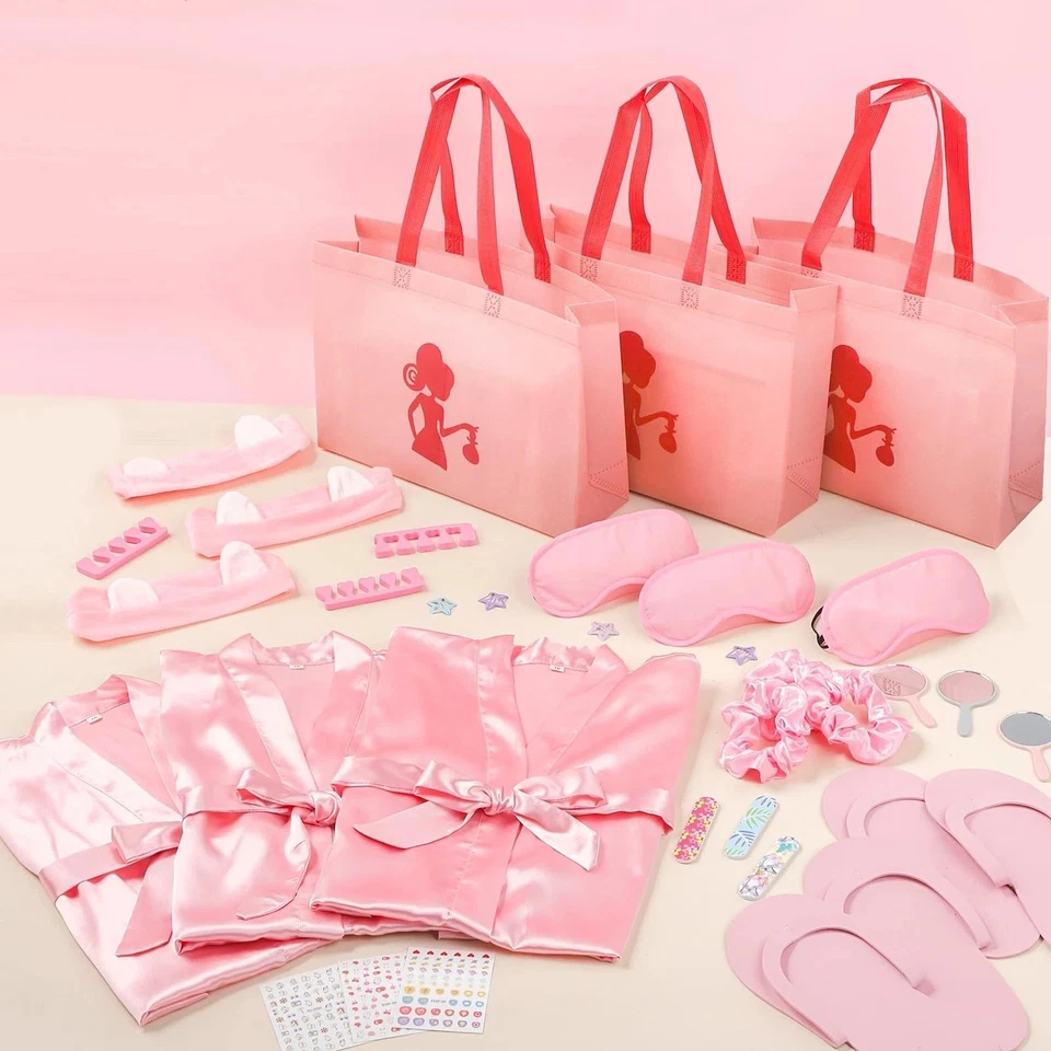 Juego de 10 suministros de fiesta de spa para niñas, 122 piezas favores de fiesta de pijamas para niñas Sa... Foto 3 de 4