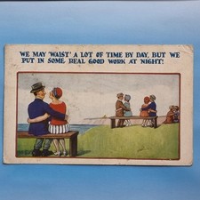 Comic Postcard 1928 Courting Couples Cuddle Cloche Hat Waist Cliff Benches Kiss