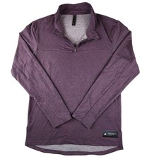 Adidas Womens Plum Purple Heathered Quarter Zip Pullover Active Top Small
