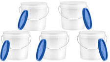 1 Gallon Buckets pails blue Lids - Food Grade - BPA Free containers  Pack of 5 