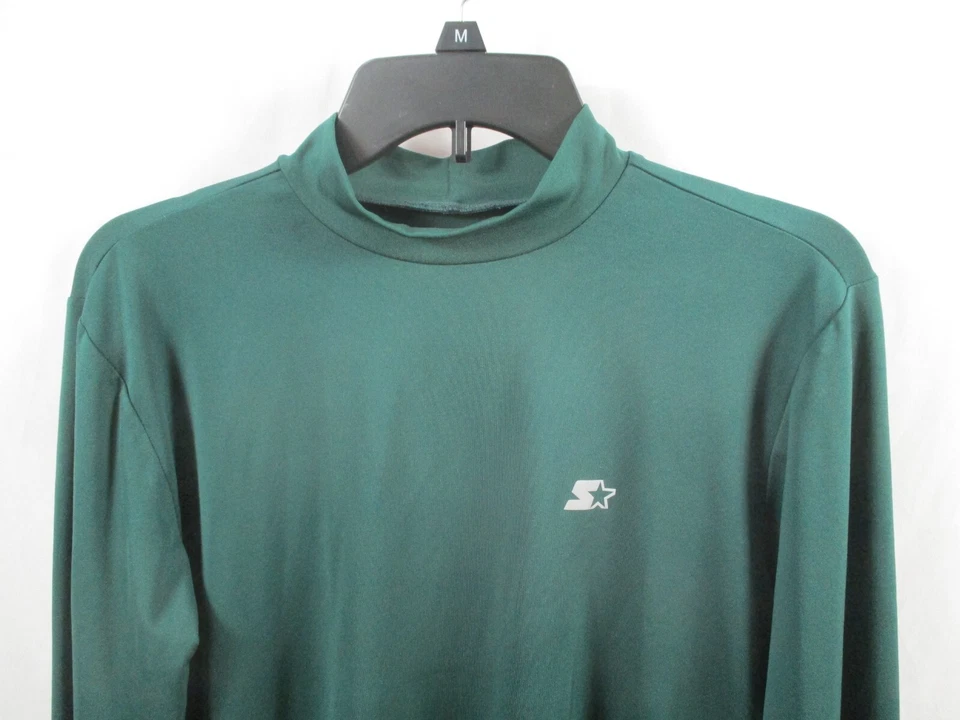 Starter Womens Shirt Medium Green Long Sleeve Mock Neck Athletic Polyester — 第 2/4 张图片