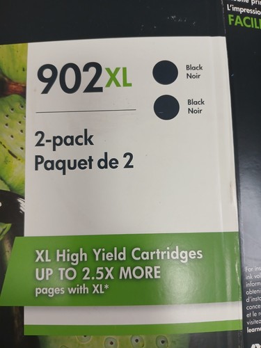 GENUINE HP 902XL 2-Pack BLACK Ink Cartridges Warranty Expired 12/2018 NEW/SEALED - Picture 2 of 6