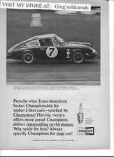 Original 1968 Porsche 911 Trans Am Sedan Championship Winner In Champion Plug Ad Original 1968 Porsche 911 Trans Am Sedan Championship Winner In Champion Plug Ad