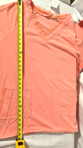 Sudadera túnica suave envolvente salmón/coral encaje cuello en V bolsillos talla 1X Plus - Imagen 8 de 9