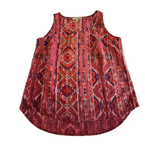 Olive & Oak Women's Red Purple Ikat Tank Top Made in USA Size Medium - Picture 3 of 8
