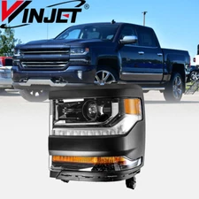 Driver Side Headlight For 2016-2019 Chevy Silverado 1500 Xenon/HID Signal Lamp