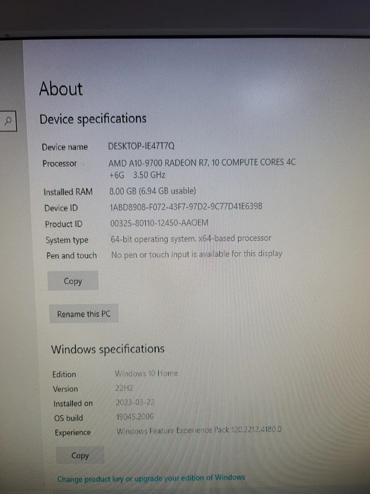 - Acer Aspire TC-281 DESKTOP W/AMD A10-9700 RADEON R7/8GB RAM/1TB HDD/WiFi/WIN10 - Image 3 of 4