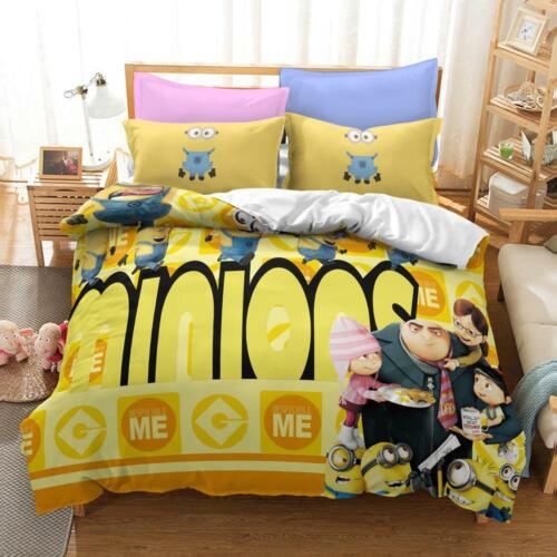 Cartoons Minions Donna Kids Quilt Duvet Cover Set Single Double Queen Size Bed - Picture 35 of 37