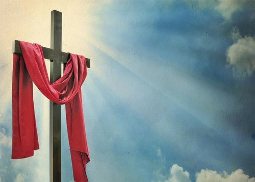 7x5FT Photography Studio Props Backdrop Jesus Cross Red Ribbon Background Vinyl - Picture 2 of 12