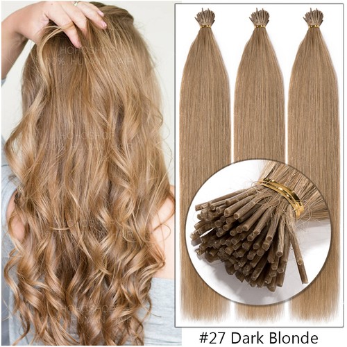 300 Strands Pre bonded Keratin I Tip Stick Remy Human Hair Extensions Micro Ring - Picture 16 of 26