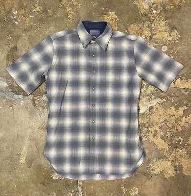pendleton wool shirt vintage 60s short sleeve shadow plaid blue | eBay