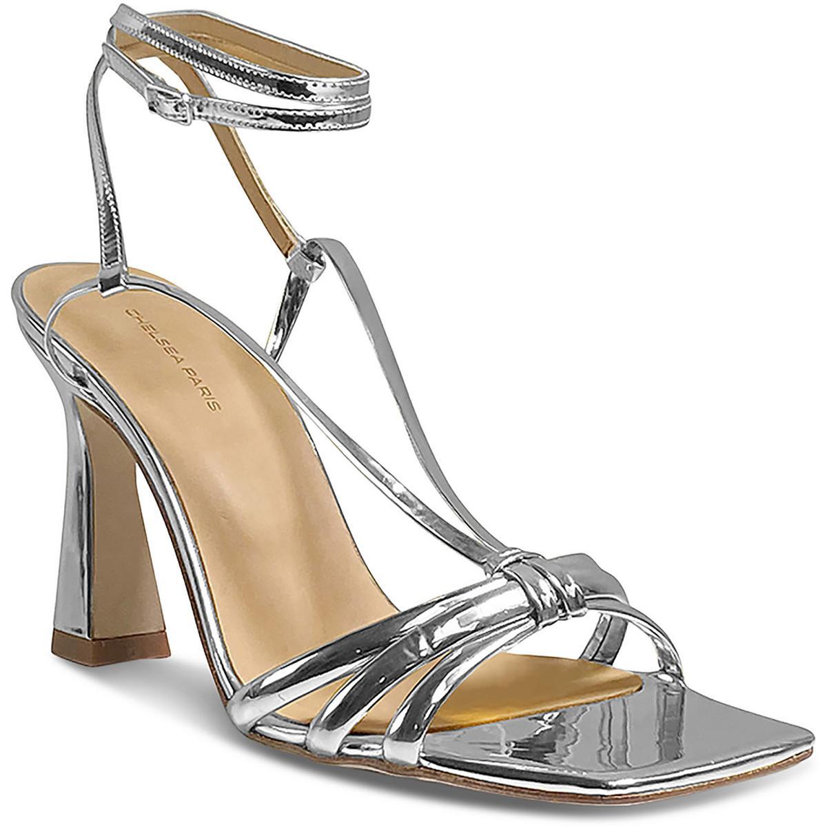 Женские кожаные туфли на каблуке Remy серебристого цвета Chelsea Paris, средний размер 37 (B, M), BHFO 2070