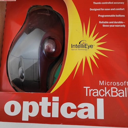 Microsoft Trackball Optical Mouse D67-00001 USB ps/2 Compatible IntelliEye Thumb - Picture 2 of 16