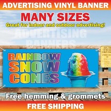 RAINBOW SNOW CONES Advertising Banner Vinyl Sign Flavor Shaved Ice Syrup Dessert