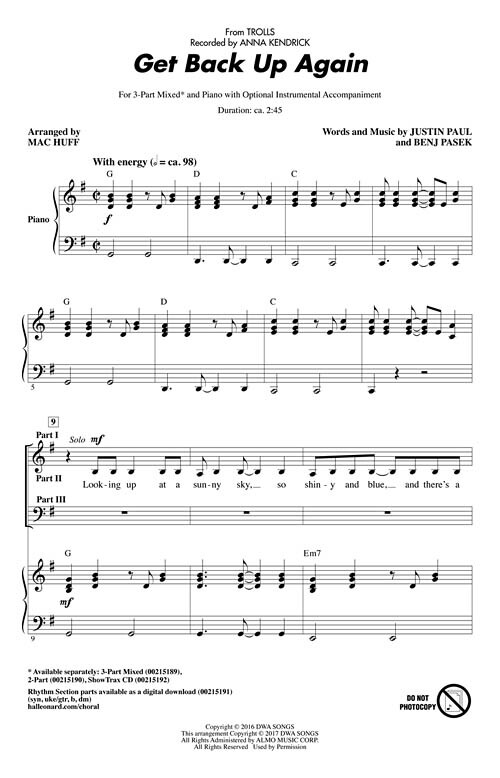 Get Back Up Again ShowTrax CD Pop Choral Series