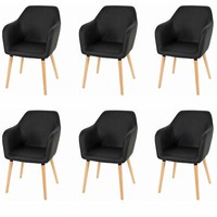 6Er-Set Esszimmerstuhl Vaasa T381, Stuhl, Retro 50Er Jahre, Kunstleder, Schwarz