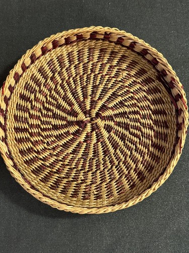 Cesto rotondo naturale tessuto boemo vintage mare/dolce/erba salata con coperchio bigiotteria - Foto 6 di 9