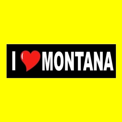 ''I LOVE MONTANA'' window decal BUMPER STICKER Bozeman, Billings, Missoula, state