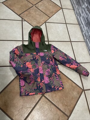 The North Face Girls Hooded Resolve Reflective Jacket Floral size L