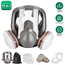 Full Face Gas Mask Painting Spraying Respirator Facepiece Reusable w/ Filters