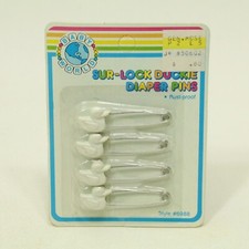 4 White Ducks Pins Safety Vintage Cloth Diaper Style Baby Shower Gift Craft NEW