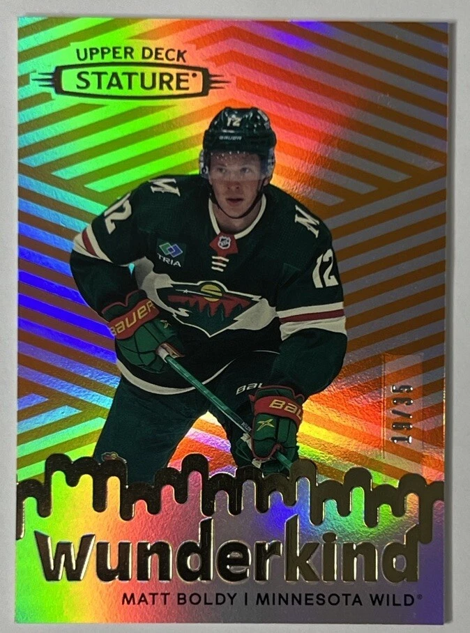 2022-23 Upper Deck Stature Matt Boldy Wunderkind Orange /35 Rookie RC #W-17