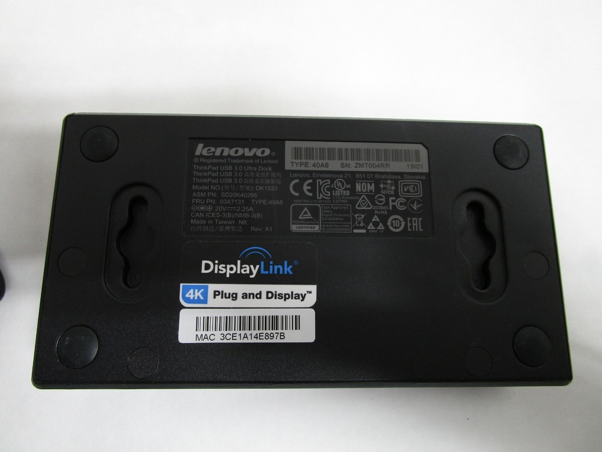 Lenovo ThinkPad USB 3.0 Ultra Dock 40A8 DK1523 Universal