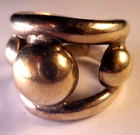 Vtg artisan Sterling Silver Splist Shank 3 Dome Ring Size 6