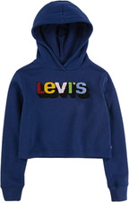LEVIS PULLOVER High Rise Little Girls 4 6x Fleece Cropped Hoodie Size 5