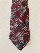 Gant Men's Necktie Tie All Silk Made in USA Maroon Blue Gray Abstract