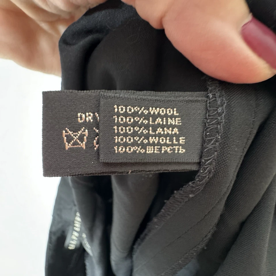 Pantalones Ralph Lauren Black Label para mujer 14 pantalones negros de lana de pierna ancha Foto 3 de 4