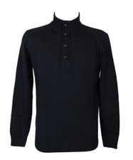 RAGNO men's sweater, open stand-up collar sweater with long sleeve buttons, fini