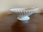 Vintage Fenton Milk Glass Silver Crest Ribbed 10 1/2” Bowl