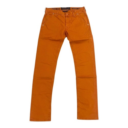Pantalón vaquero hombre JACOB COHEN J613 COMF 5 bolsillos naranja marrón óxido hecho a mano ¡NUEVO! - Imagen 4 de 14