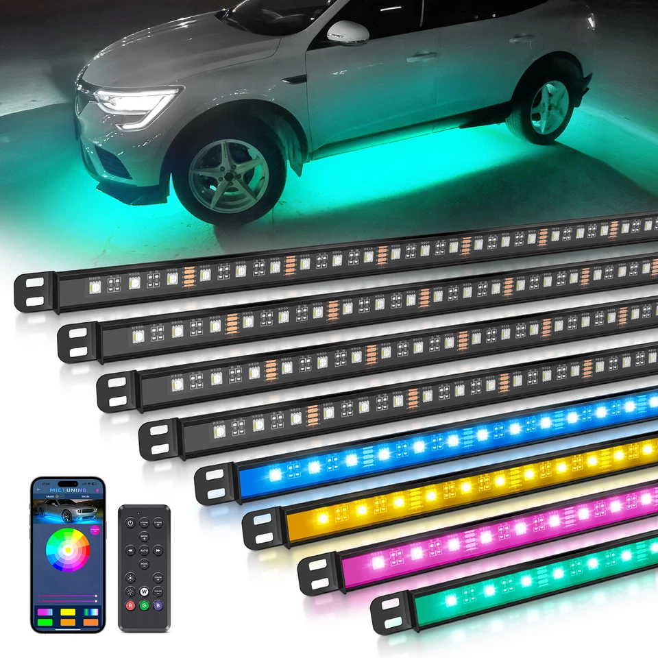 MICTUNING N8 RGBW N3 RGB LED Strips Under Car Tube Exterior Underglow Neon Light - Image 4 of 4